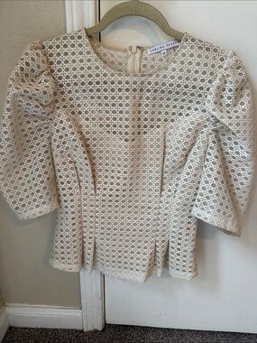 English Factory Neutral Eyelet Peplum Blouse